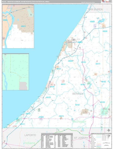 Niles-Benton Harbor Metro Area Wall Map